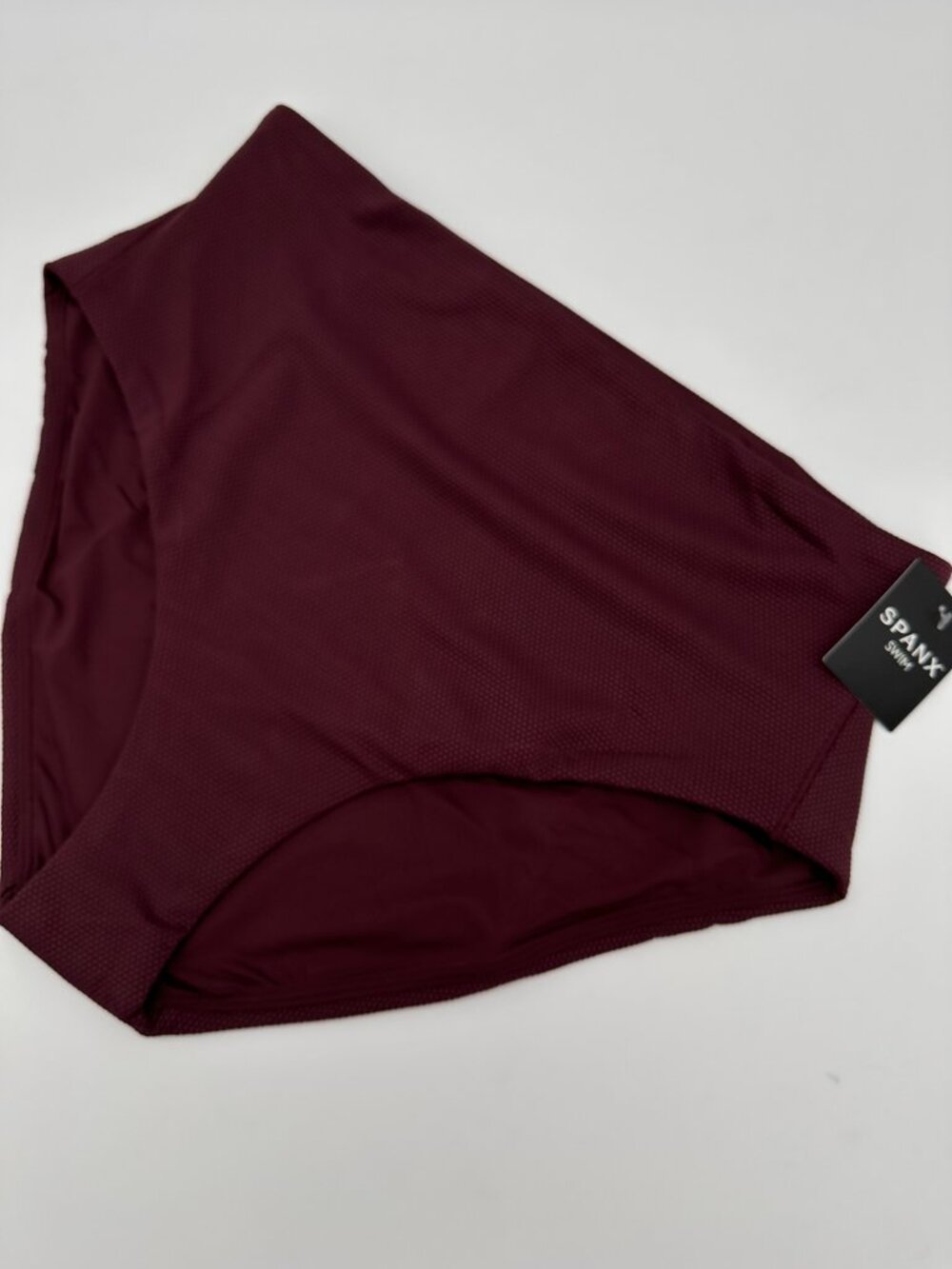 SPANX Women's Pique High-Waist Cheeky Shaping Bikini Bottoms Size XL Mulberry